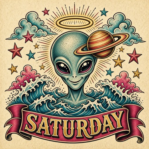 Saturday alien tattoo print