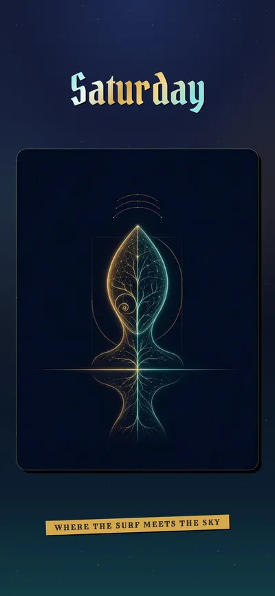 Maxing gold and teal line art under the wordmark
